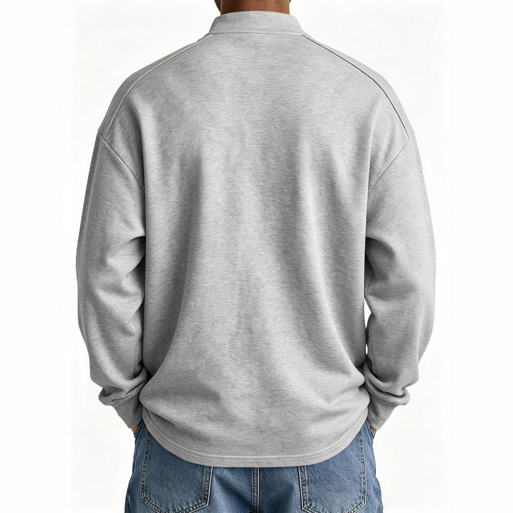 Men's Color Long Sleeve Stand Collar Single Button Casual Sports Top