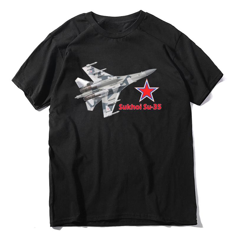 Russian Air Force Sukhoi Su35 Flanker Fighter Summer Cotton Short Sleeve ONeck Unisexs New S3XL
