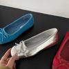 CNMR  Elegant Bow Knot Ballerina Woman Flat Round Toe Comfortable Comfortable Ladies Leather Loafers Single Shoes