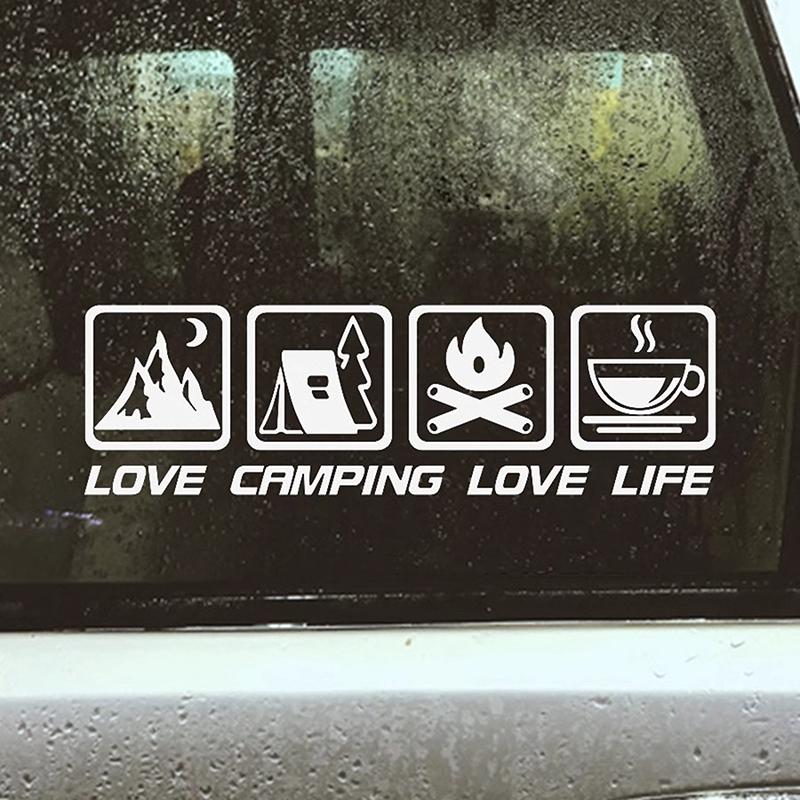 Love Camping, Love Life. Car Sticker Decoration Waterproof For Window And Bumper Stickers Of Cars, Trucks And Motorcycles