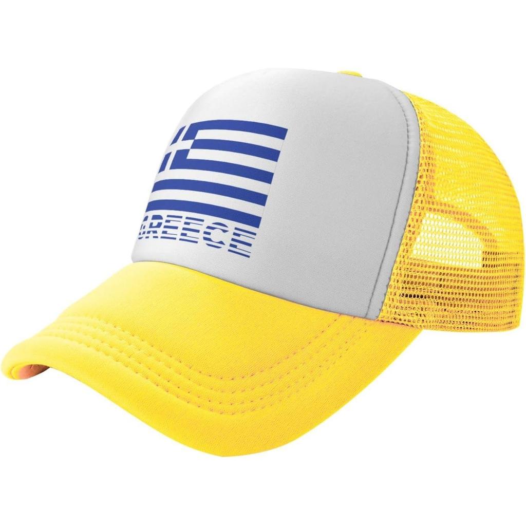 Greek Flag Trucker Hat Print Polyester Mesh Baseball Snapback Cap for Unisex Outdoor Casual
