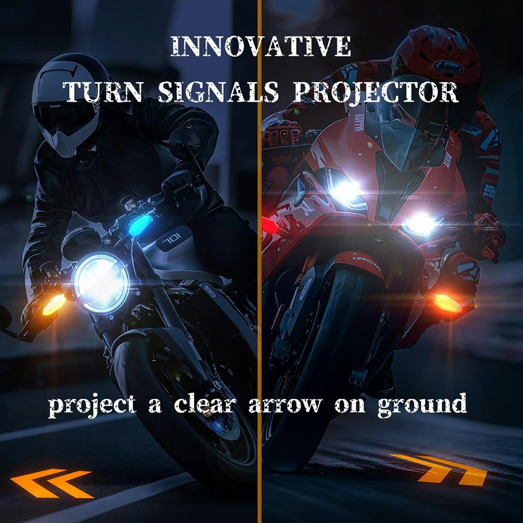 2Pcs Motorcycle LED Projection Turn Signal Light Ground Illumination Warning Lamp for Electric Vehicles