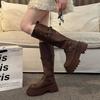 Beautiful Fat Mm Autumn and Winter Heightening Rad Small Tall Boots Large Size New 2025 Thick Leg Boots Female Knight Boots