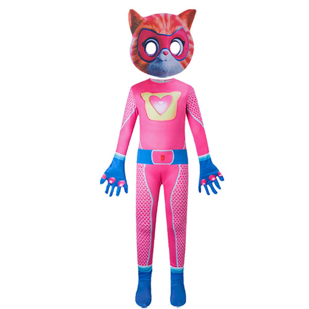 Cosplay Super Kitties Costumes Anime Jumpsuit Headwear Set Performance Stage