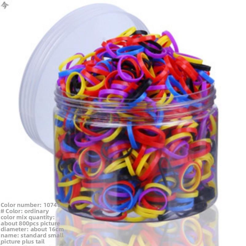 Hochelastisches Eimer-Gummiband Kleine Schlaufe Einweg-Gummiband Kinder Kleines Mädchen Haargummi Schwarz und Bunt Haarband