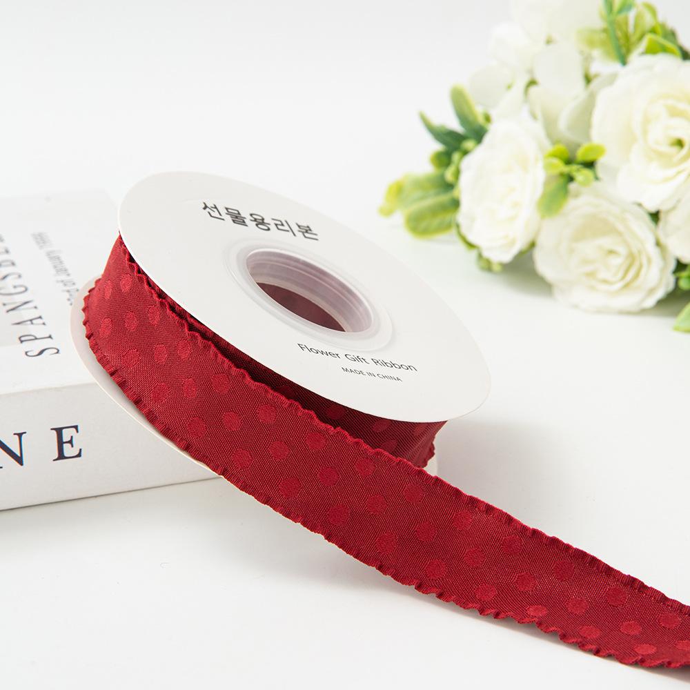 Polka Dot Wavy Lace Ribbon Fabric Polyester Material for DIY Hair Accessories & Floral Clothing Bows for Weddings & Christmas