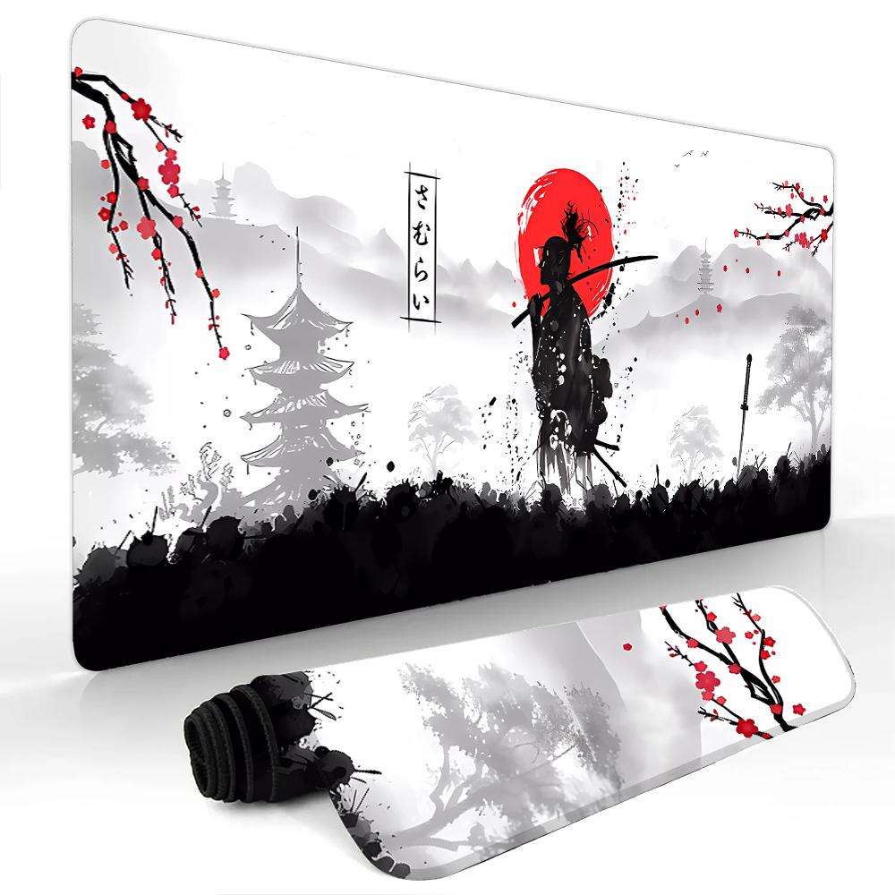 Samurai And The Red Sun Gaming Mouse Pad Nonslip Durable Desk Mat Pc Accessories Mousepads Katana Gaming Mats Tapis De Souris