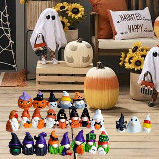 2025 Halloween Advent Calendar for Kids Adults 24 Days Countdown Calendar with Gnome Dolls Collectible Resin Miniature Figures for Holiday Gifts