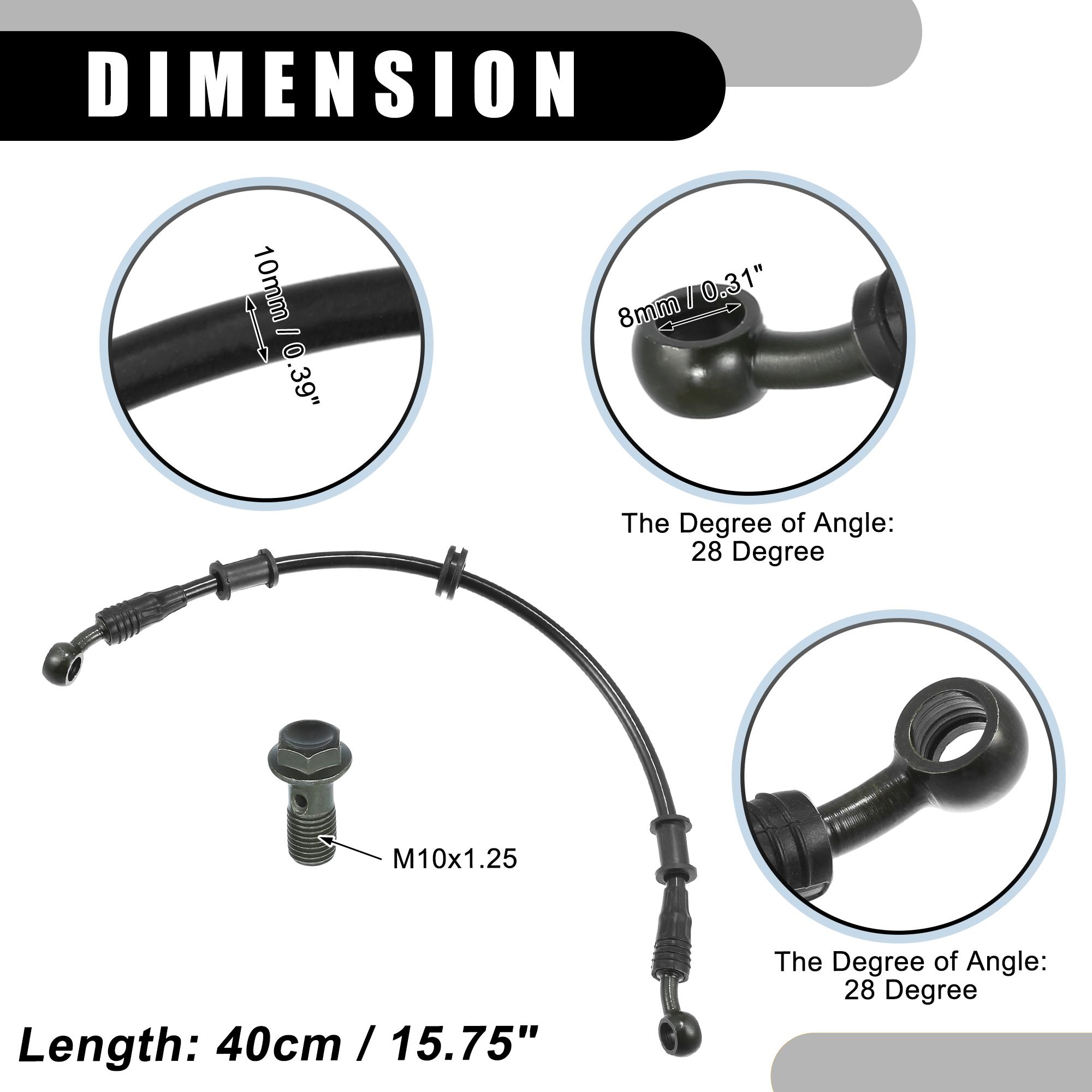 Motoforti 1 Set 40-130cm Motorcycle Hydraulic Brake Oil Hose - for Dirt Bike 28 28 Degree Braided Cable Stainless Steel Black 40cm