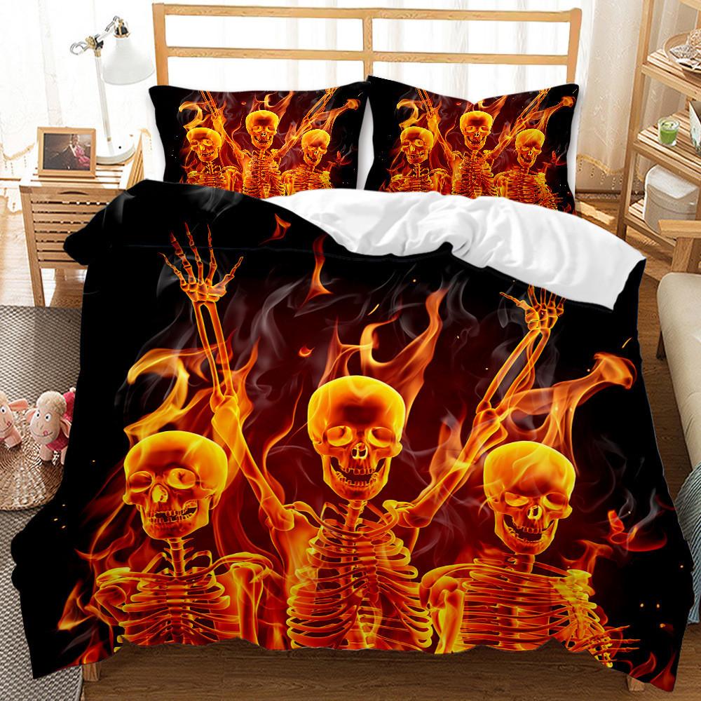 

King Bedding Set Hallowmas Skull Duvet Cover Set Kids,twin Full Queen Bedroom Bed Cover Black And White Bedding Set 240x220 Cm EU single(135x200cm)