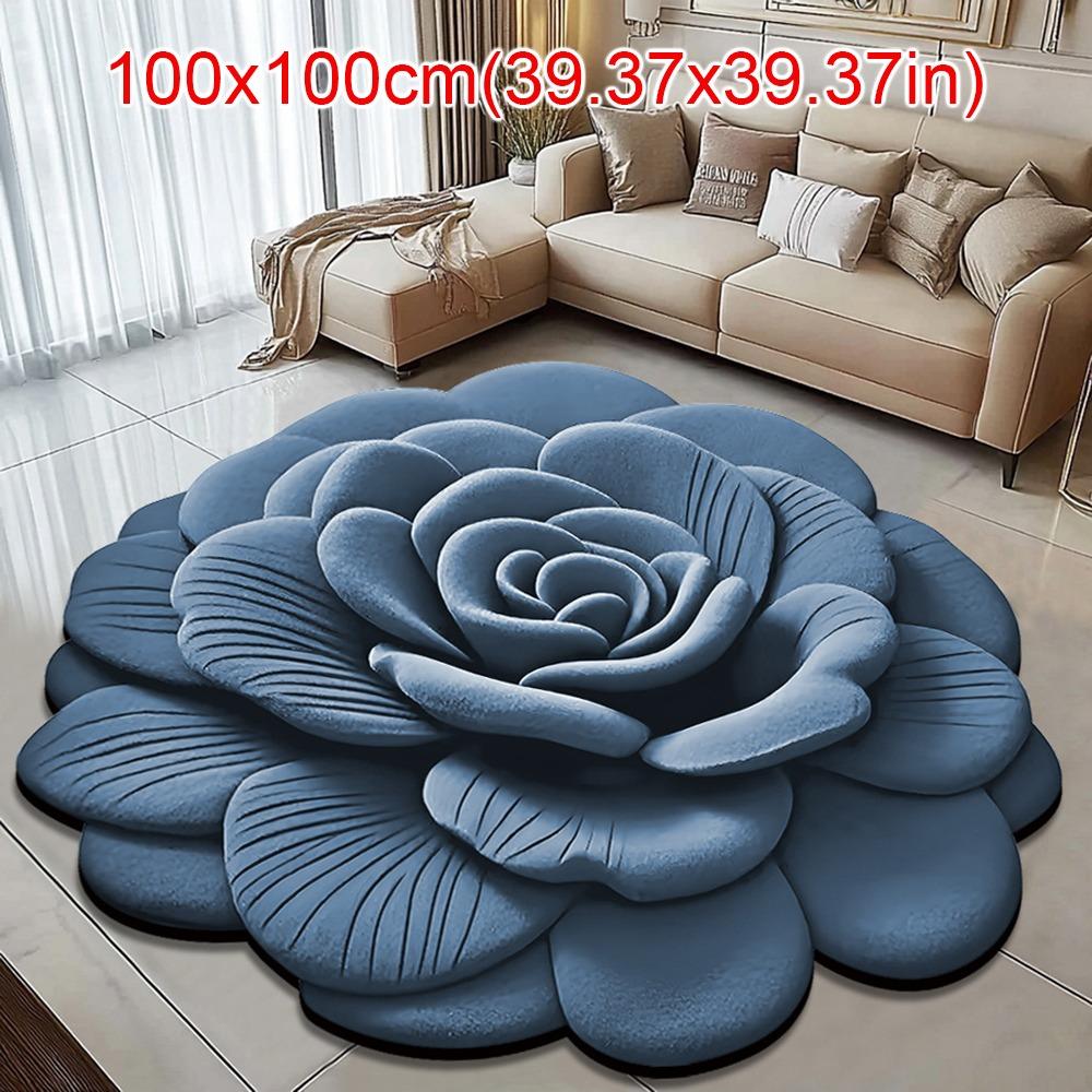 Special-shaped Flower Carpet Soft Non-slip Bathroom Floor Mat Absorbent 60x60cm/100x100cm Peony Floor Mat
