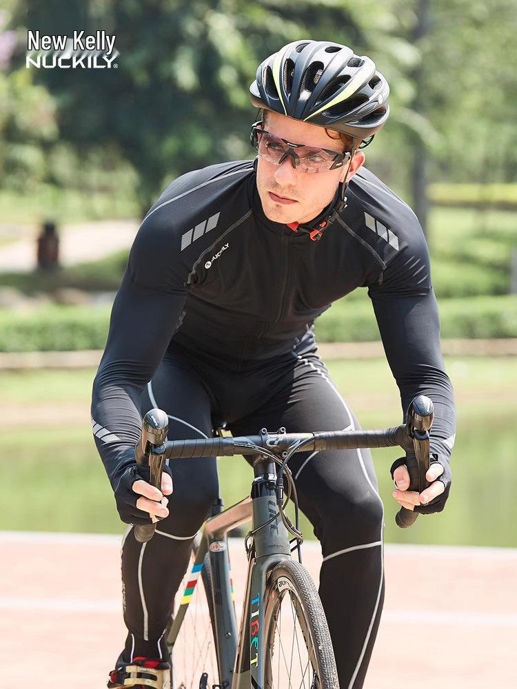 Men's and Women's Long Sleeve Cycling Set - Breathable, Quick-Drying, Tight-Fitting for Spring and Autumn.