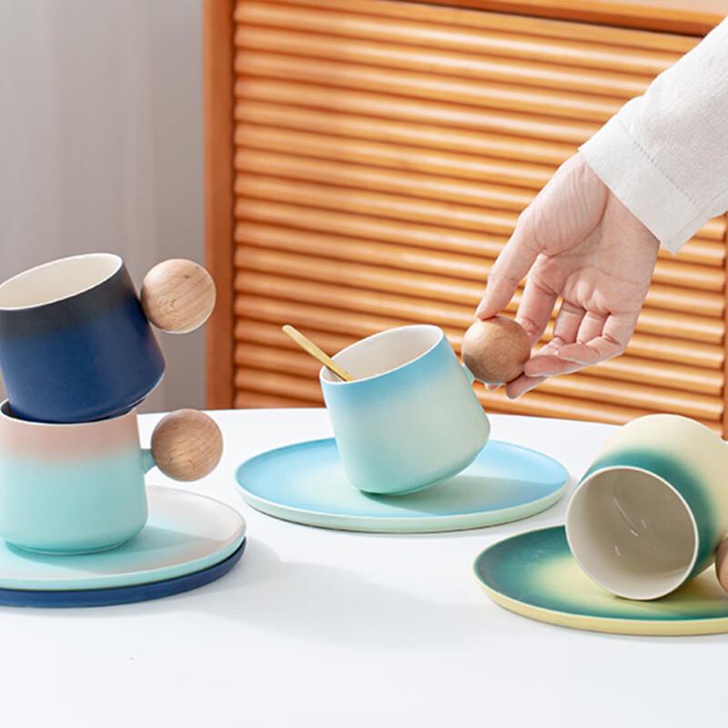 Gradient Sphere Bone China Coffee Cup with Saucer