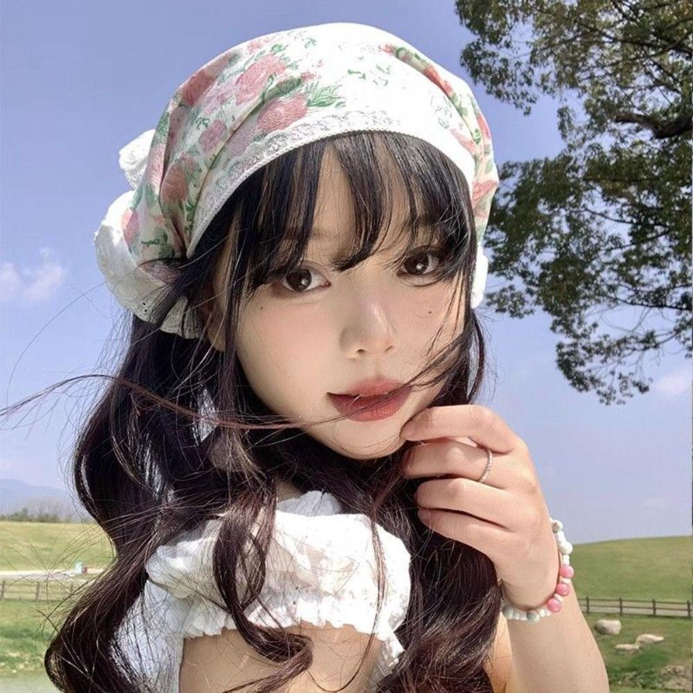 Breathable Women Triangle Headscarf Sun Protection Headscarf New Tie Straps Turban  Summer