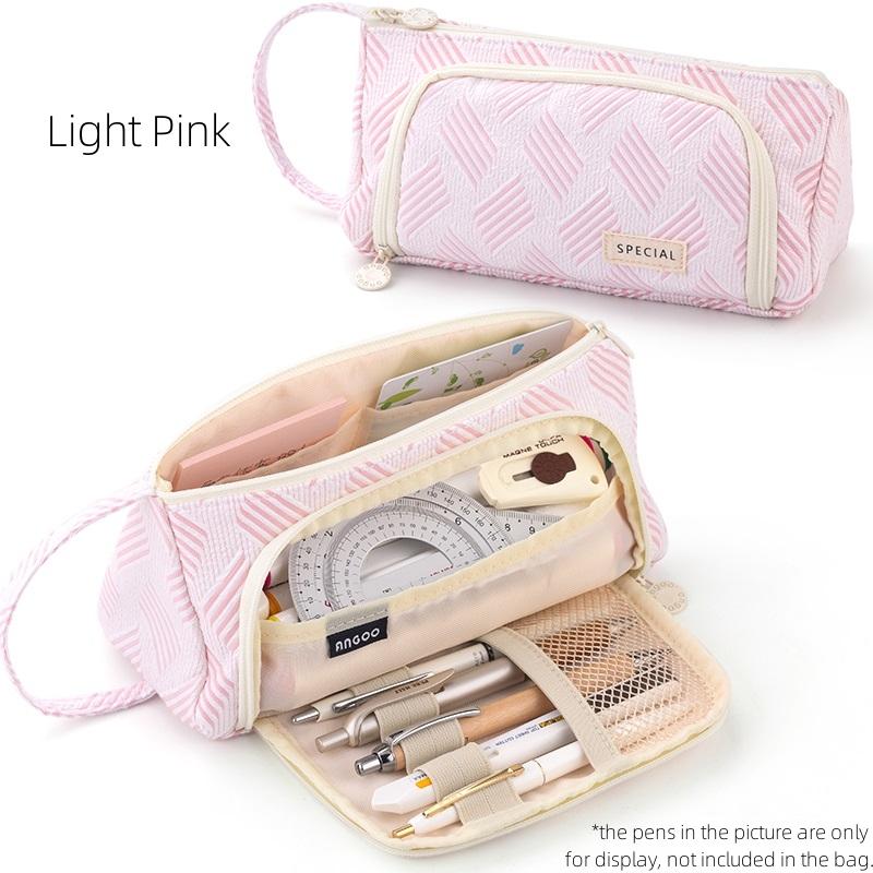 

Angoo простой полосатый пенал для ручек, сумка для хранения с открытой боковой ручкой, органайзер для канцелярских принадлежностей, школы