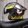 Smart LED Tail Light Motorcycle Helmet 3/4 Open Face ABS Full Protection Universal Fit Men Women