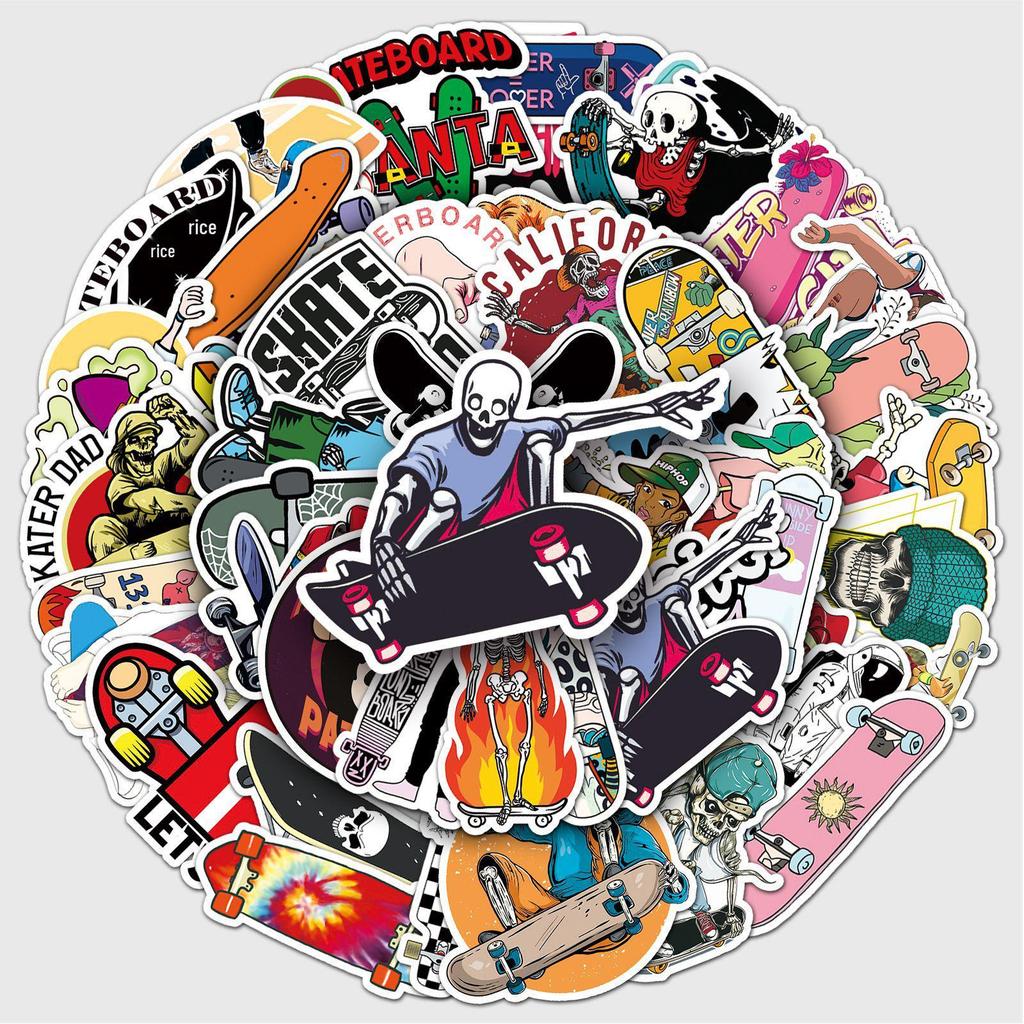 50pz Adesivi Graffiti Trendy Cartoni Animati Impermeabili per Skateboard & Bagagli