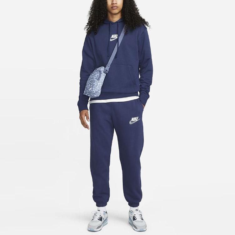 Nike Club Logo Embroidered Elastic Waistband Cuffed Sports Pants Men bottoms Navy-Blue FB7687-410