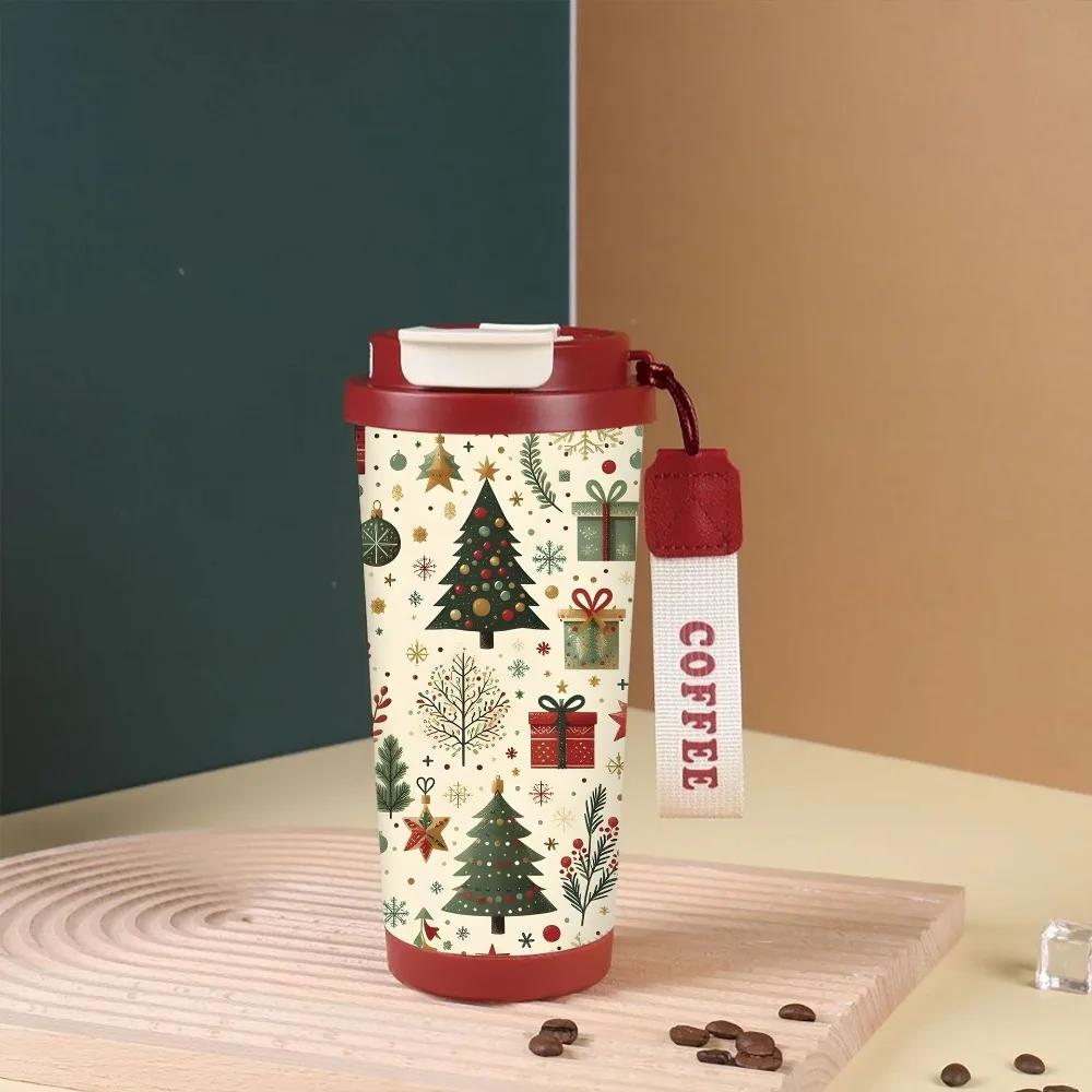 

530ml christmas insulated stainless steel coffee tumbler, 316 vacuum thermal cup, portable xmas gift mug for hot and cold drinks 530ml