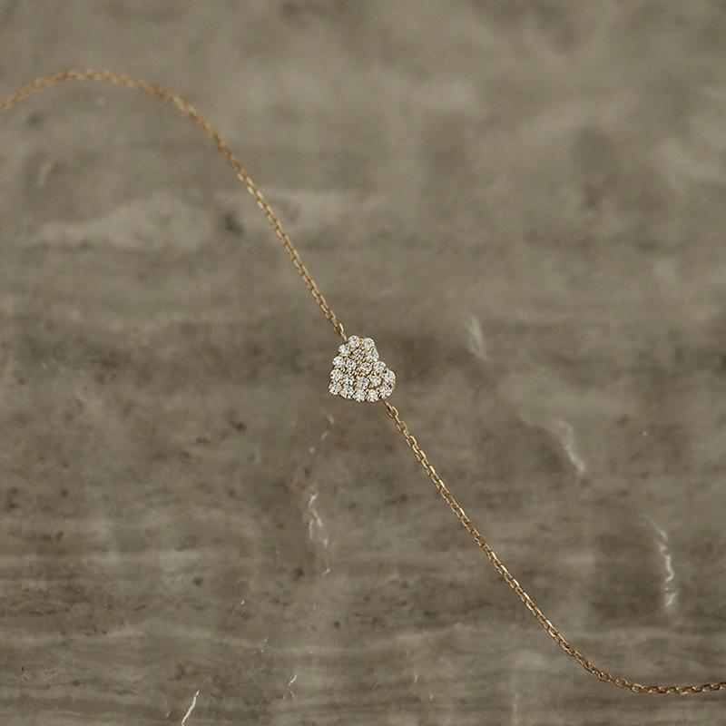 ANENJERY Heart Inlaid Zircon Bracelet For Women Simple Sweet Fashion Luxury Party Jewelry Wholesale