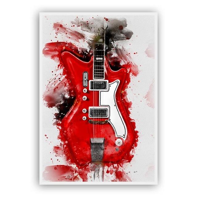 Modern Abstract Graffiti Various Guitars Posters and Prints Canvas Paintings Wall Art Pictures for Living Room Decor (No Frame)