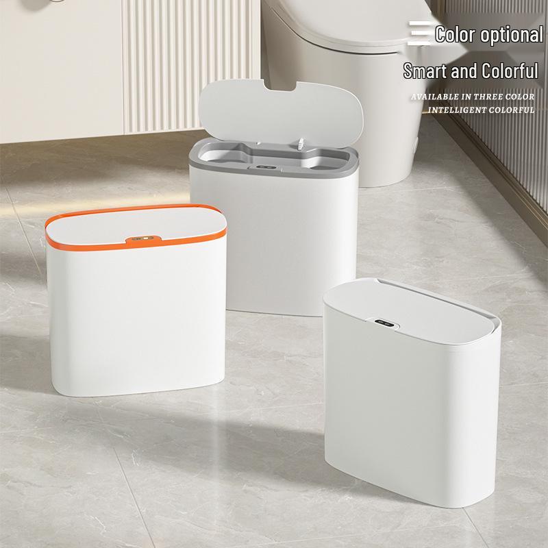Smart Bathroom Sensor Trash Can - Quiet Flip-Top with Gentle Open/Close
