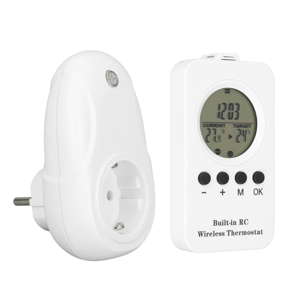 Wireless Plug In Thermostat LCD Remote Control Digital Display Temperature Controller with Temp