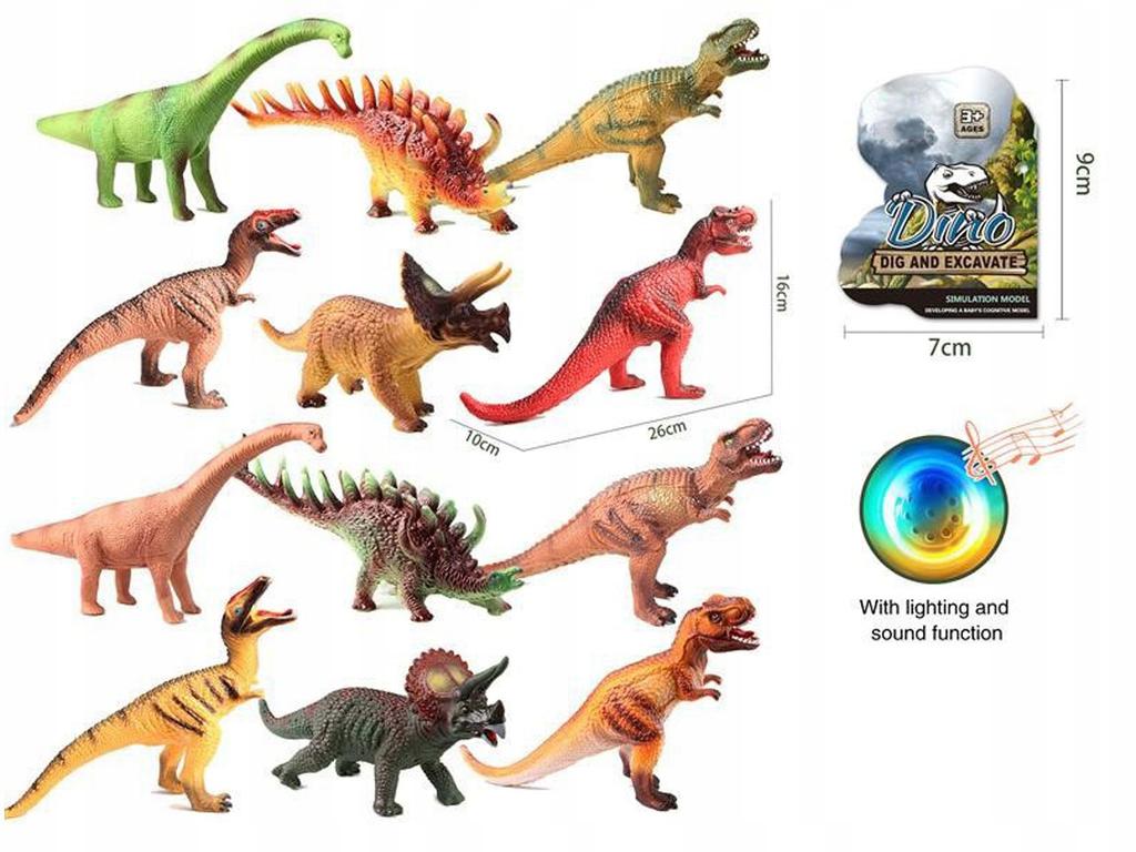 DINOZAUR Z DŹWIĘKIEM 26X16X10CM 12RODZ 0756