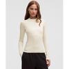 Diamond Texture Wool Blend Crewneck Base Layer Light Ivory Black