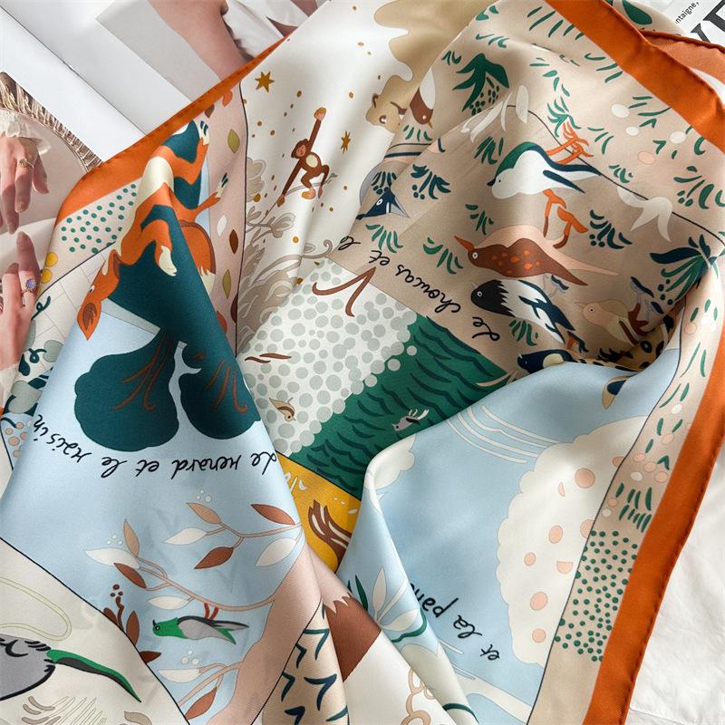 88*88cm Silk Scarf Women 100% Pure Mulberry Big Square Twill Scarf Lightweight Summer Shawl Elegant Neck Wrap Gift