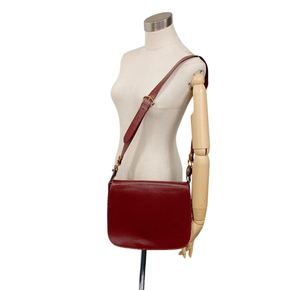 CARTIER flap Must Line leather Shoulder Bag Bordeaux leather Women Used