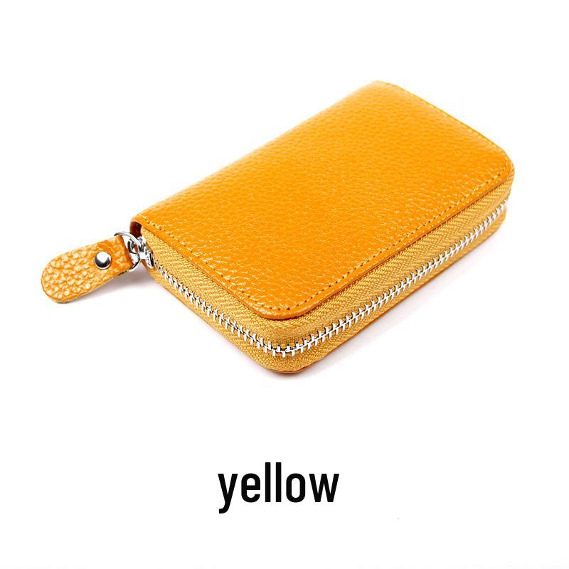 Корейский RFID Защита от кражи Натуральная кожа Держатель для карт-аккордеон на молнии