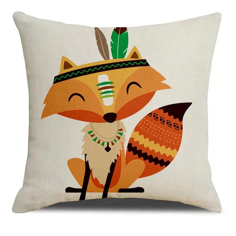 

Племенной стиль Животное Лев Лиса Медведь Узор Принт Квадратная наволочка Смесовая наволочка для подушки Наволочка Гостиная Домашний декор 66x66cm красный