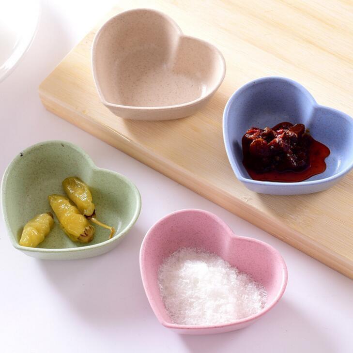 Wheat Straw Kitchen Seasoning Dish - Creative Round Plastic Plate for Dipping Sauce & Snacks