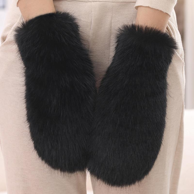 

1 пара варежек Удобная одежда для холодной погоды Тепло Однотонный Универсальный Плюшевый материал Милый Многоцветный чёрный