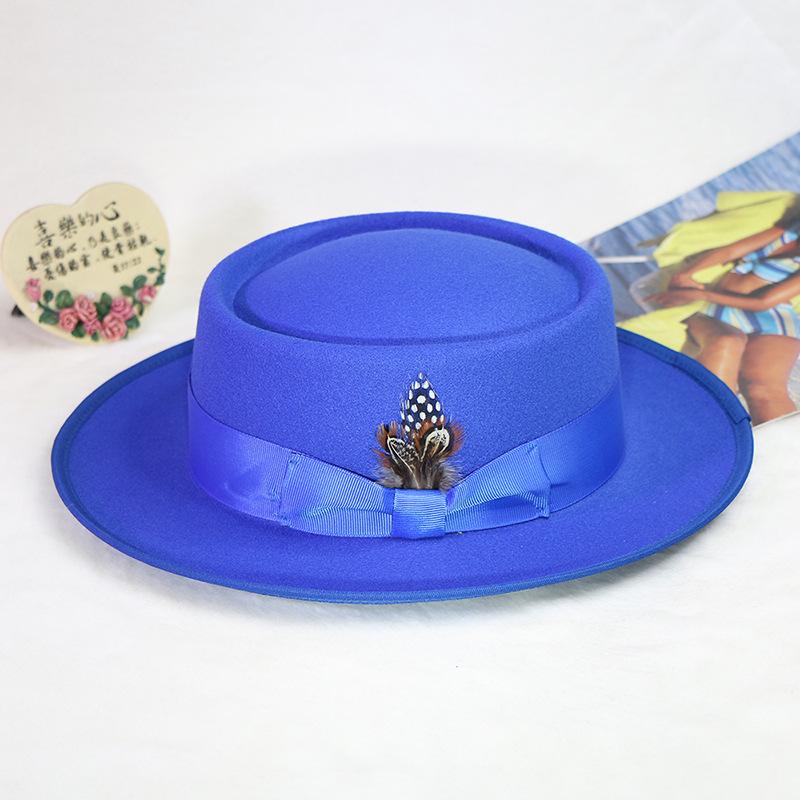 2023 Sombrero Fedora de Lana Sintética para Hombre Mujer Ala Ancha Accesorios de Lazo Pluma Otoño Invierno Caballero Sombrero Panamá Jazz