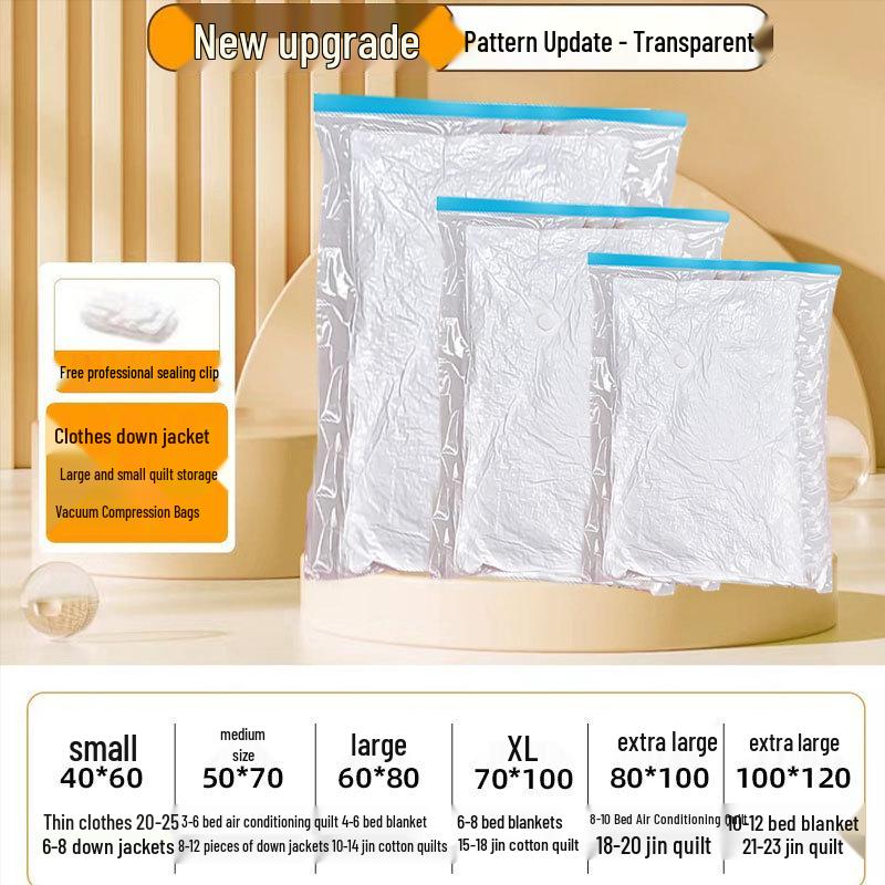 Transparent Vacuum Compression Bag for Quilt and Clothing Storage with Printable Patterns