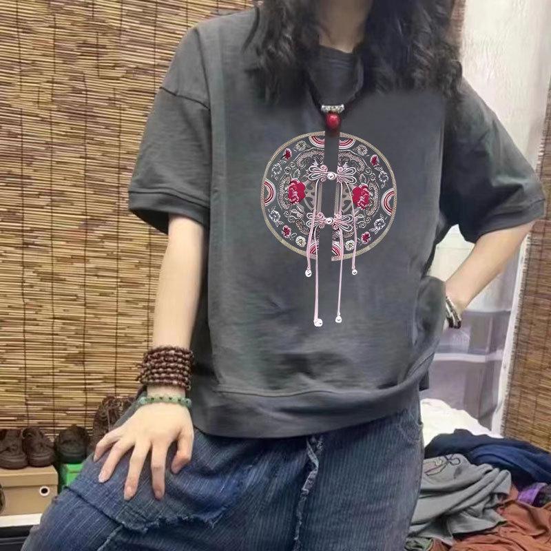 Women's 100% Cotton Casual Short Sleeve T-Shirt - New Loose Fit Plus Size Trendy Print Top