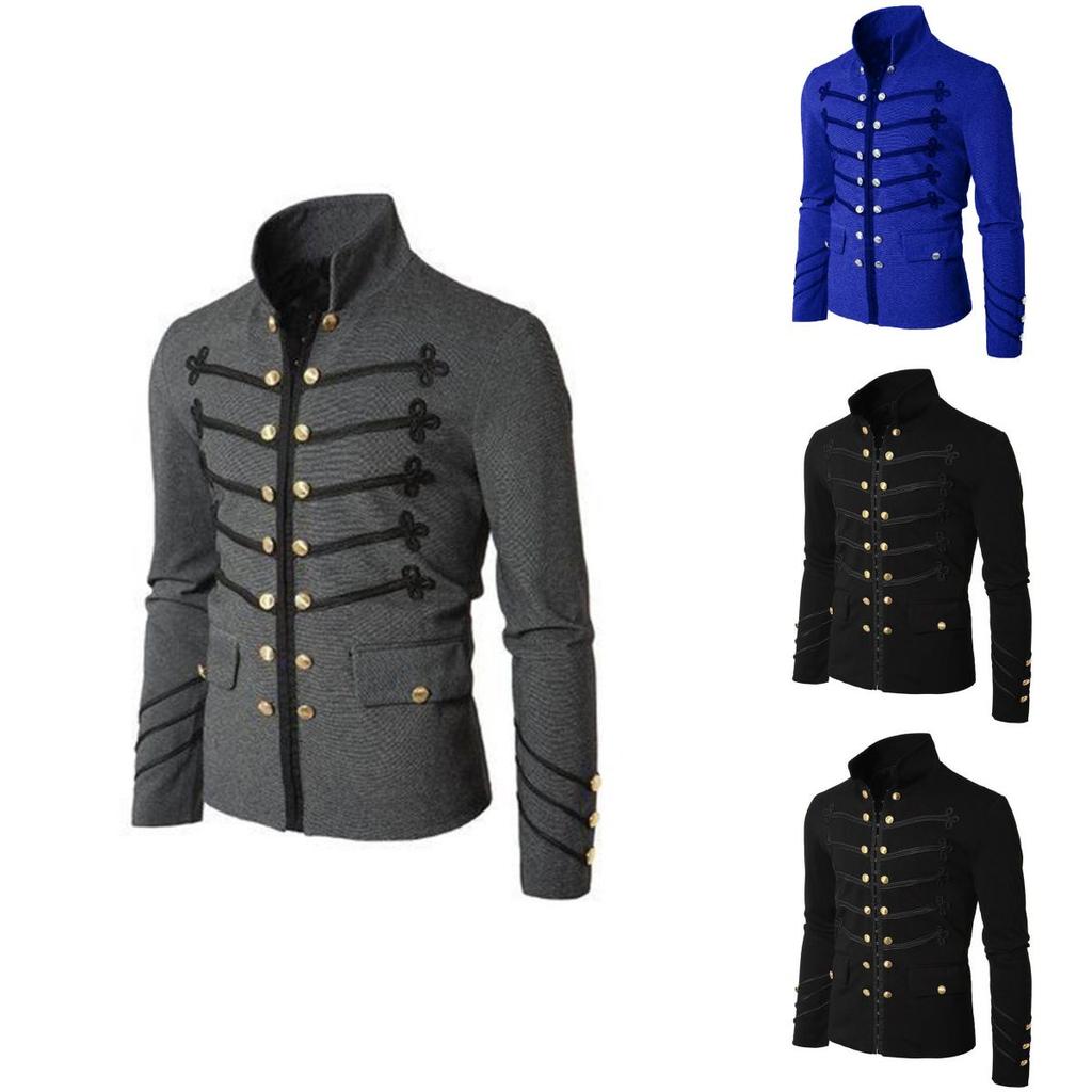 Elegante Herren Mittelalter Cosplay Jacke zweireihig im stilvollen Gothic-Design