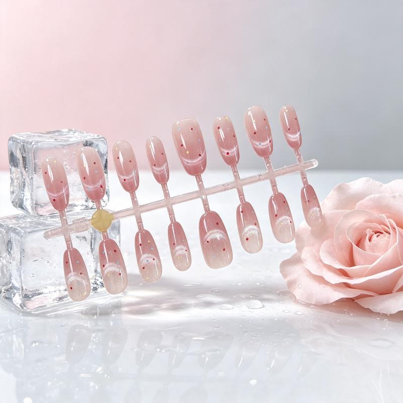 Glue-Free Short False Nails 10/30Pcs Square Oval Design Reusable Fake Nail Tips for Girls DIY Nail Art Decoration