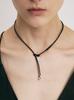 Sosoo Lether Knot Two Way Necklace [Black]