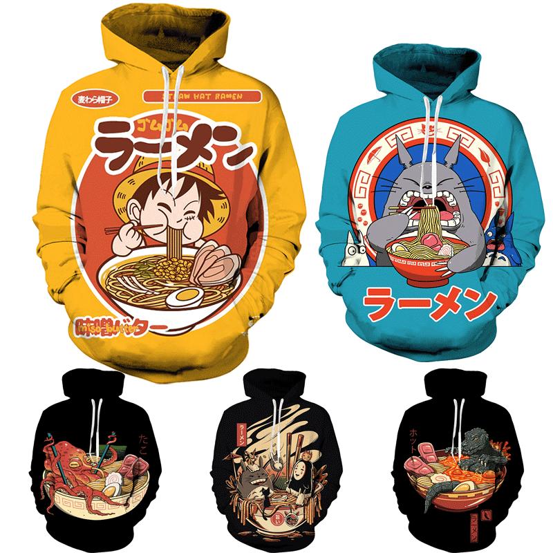 Five5 Mens Japanese Ramen Noodles Long Sleeve Hooded Sweat Shirt Pullover Five5 Mens Japanese Ramen Noodles Long Sleeve Hooded Sweat Shirt Pullover