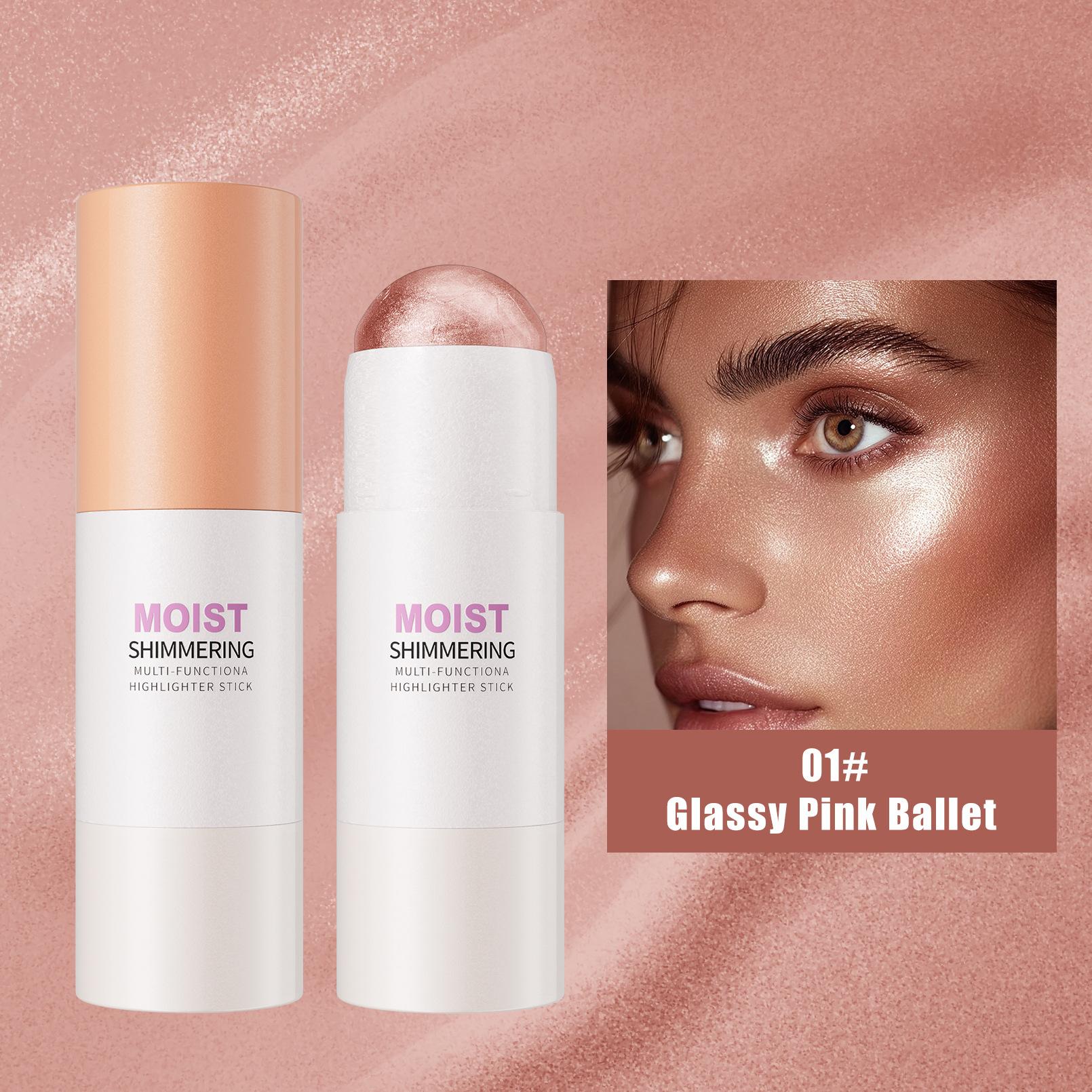 Highlight Stick, Pearlescent Three-Dimensional Modified Translucent Glass Gloss Highlighter Pen 6.8g