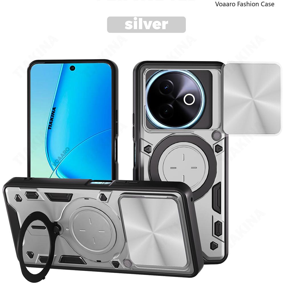 Slide Lens Armor Funda for Vivo Y39 5G Global Case for Vivo Y300i 5G China Case Magnetic Ring Stand Holder Protective Back Cover