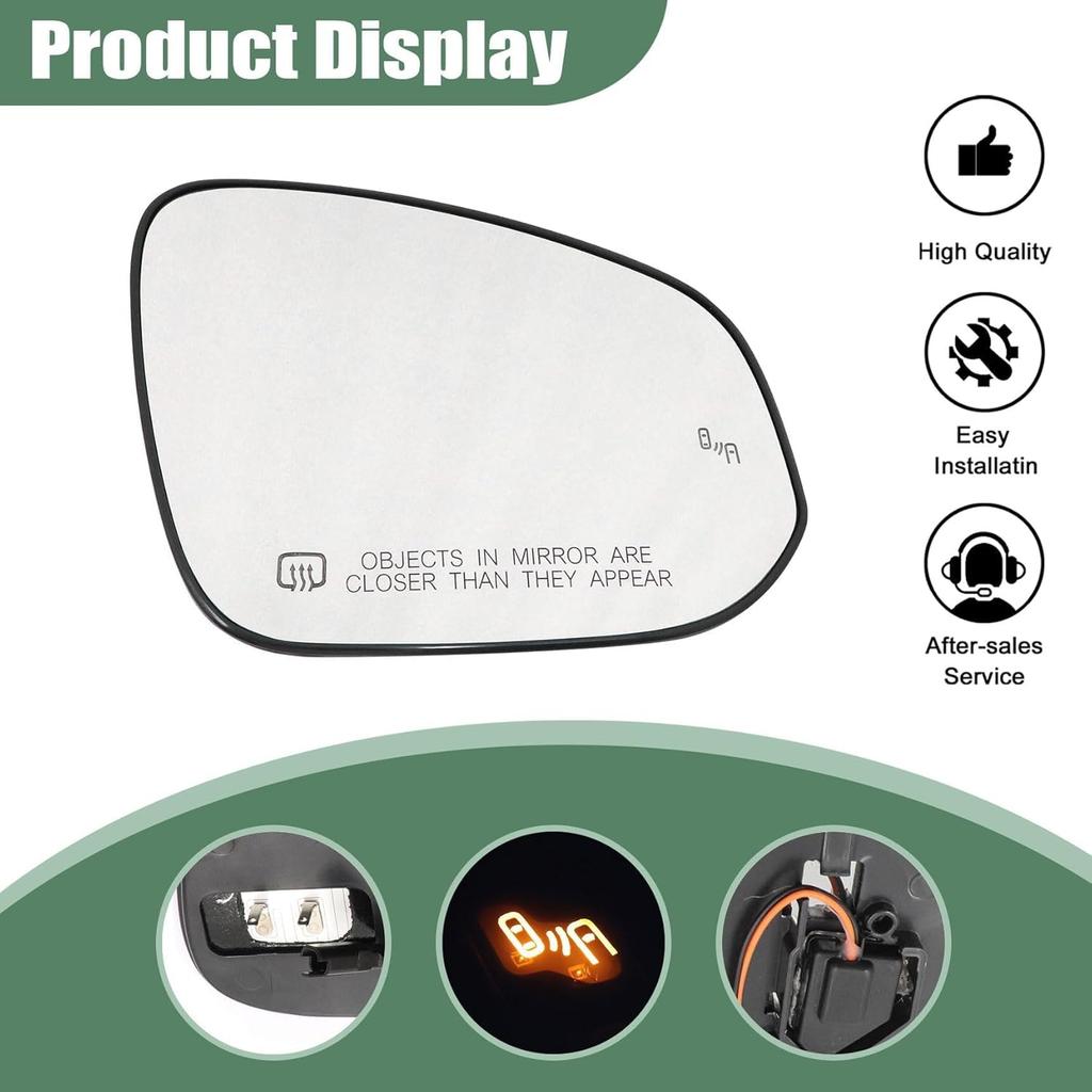 Right Passenger Side Mirror Glass Heat Blind Spot 89731-0E371 Compatible with Toyota Highlander 2020 2021 2022 2023 2024 Right Side Mirror Glass Rear