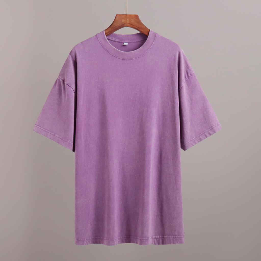 Washed and Worn Short Sleeved T-shirts for Summer Relaxation Round Neck Washed and Brushed Women’s T-shirts