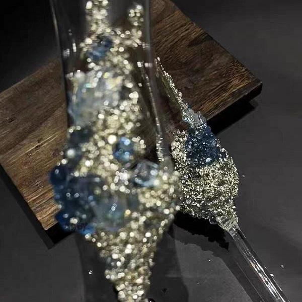 DIY Crushed Diamond High-Stemmed Wedding Toasting Glasses Pair - Handmade Bride & Wedding Gift
