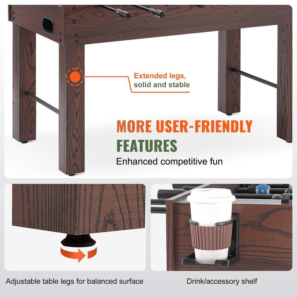 Foosball Table, 55 inch Standard Size Foosball Table, Indoor Full Size Foosball Table for Home, Family, and Game Room, Soccer with Foosball Table Set,