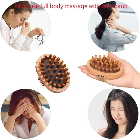 Natural Wooden Handheld Wood Therapy Massage Tool, Used for Fat and improving Lymphatic Blood Circulation, Dry Brush for Removing Dead Skin, SPA