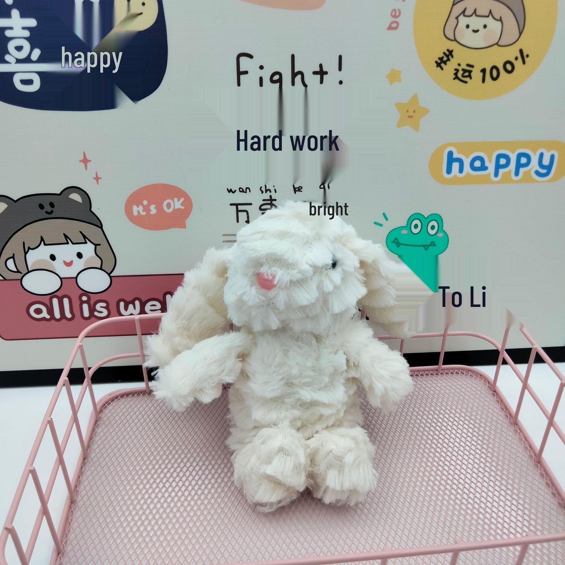 Adorable White Rabbit Plush Keychain Pendant 17 cm